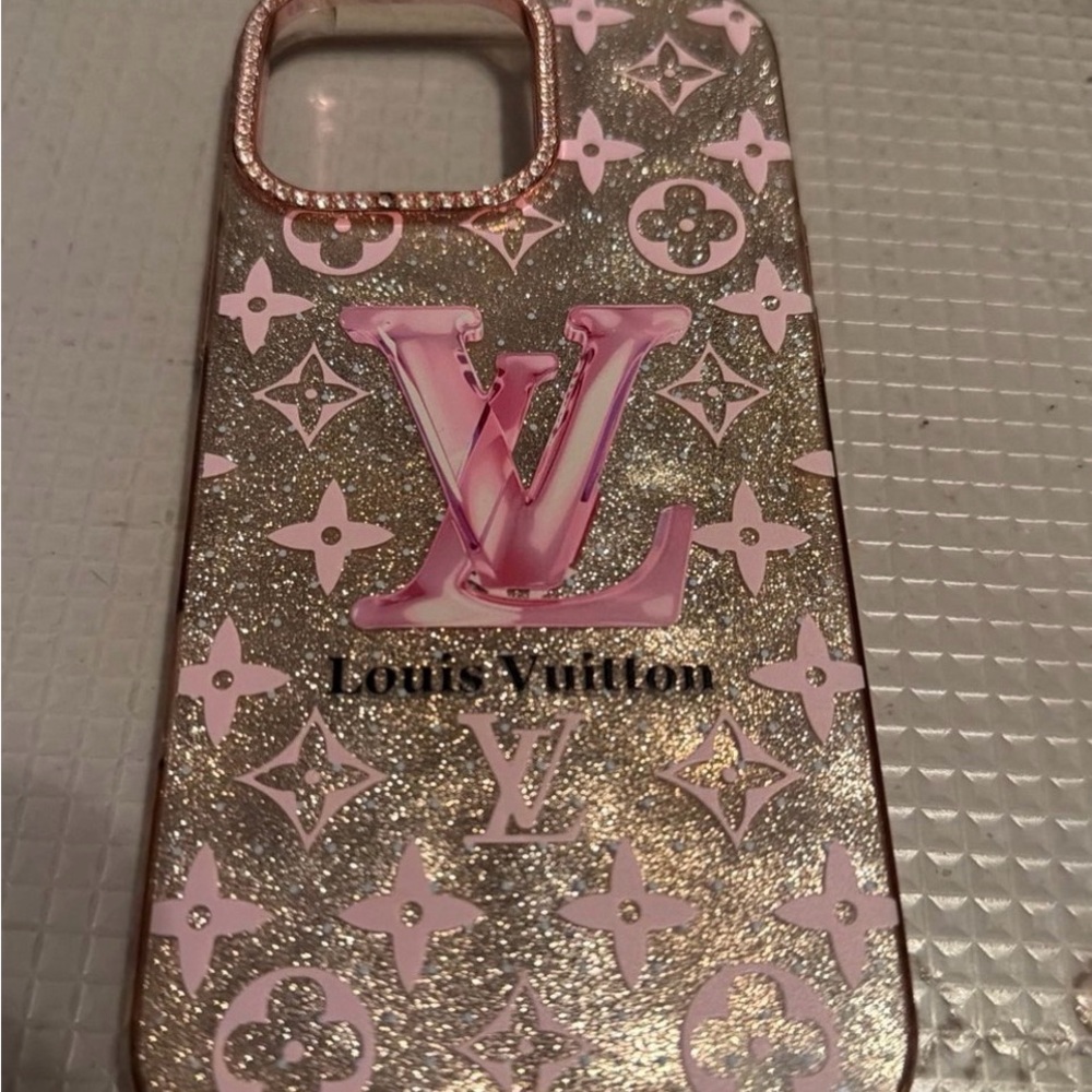 Louis Vuitton Glittering Pink and Gold Phone Case